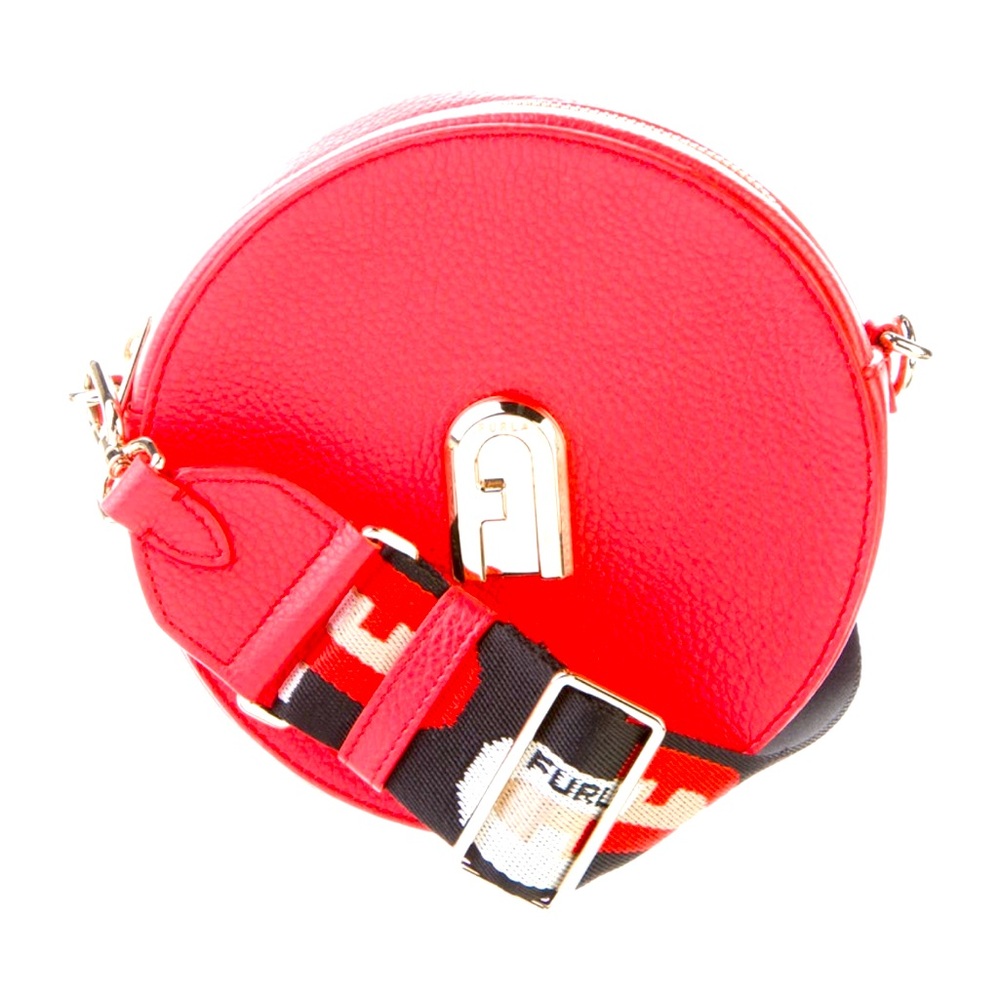 Furla Red Textured Leather Crossbody Bag